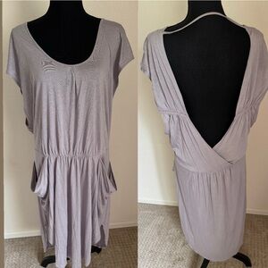FP Beach Free People MIDI Dress Open Back Gray Size Large